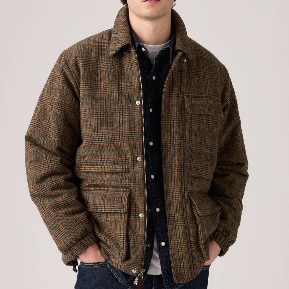 NEW✨ Levi’s Plaid Wells Utility Insulated Jacket SZ M - Brown - Men’s